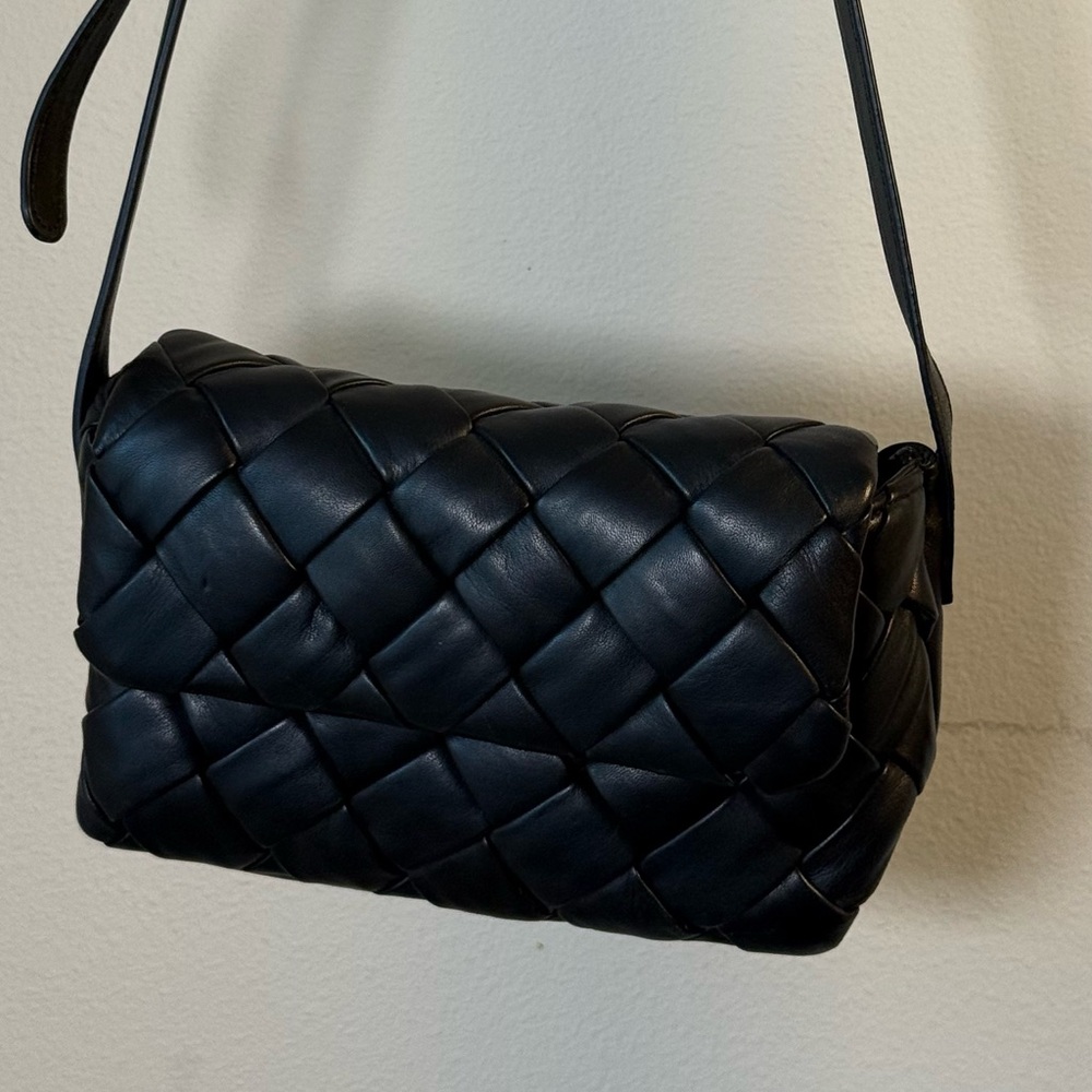Dune London Black Woven Crossbody Bag Genuine Leather